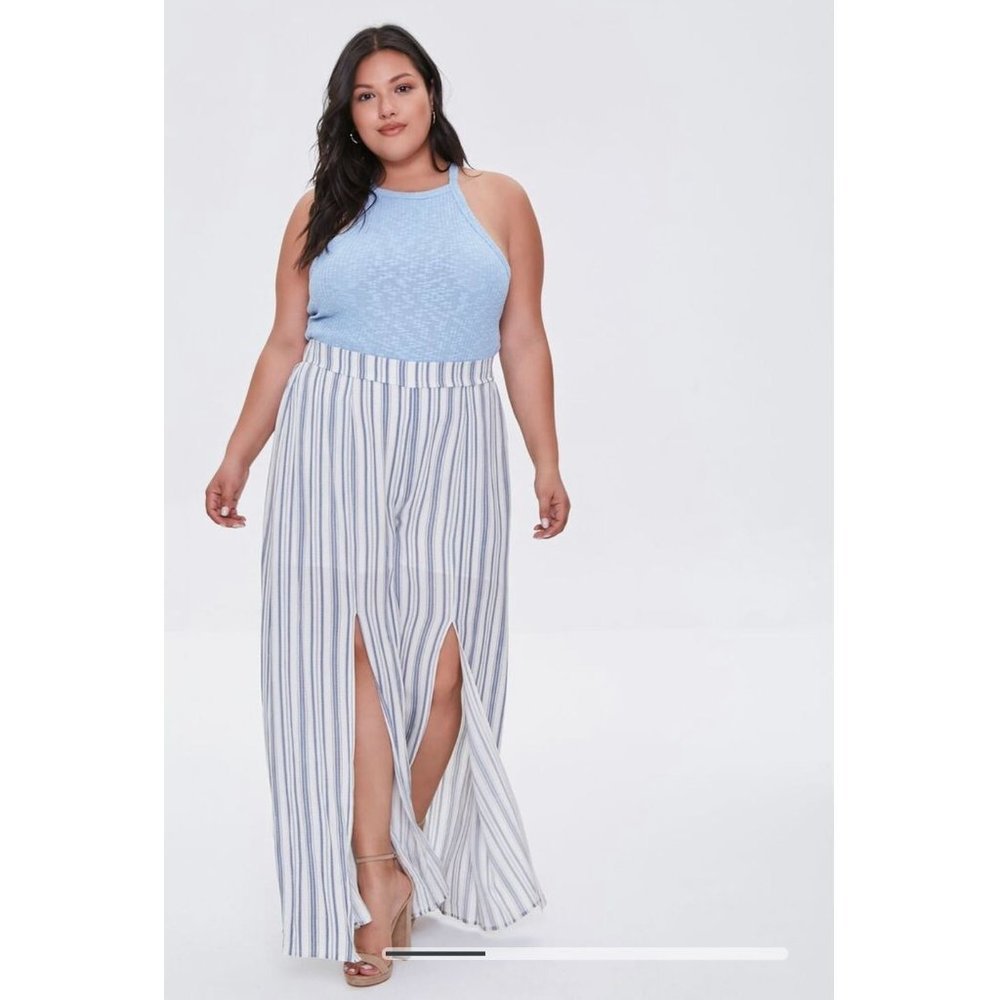 Forever 21 plus striped linen palazzo pants